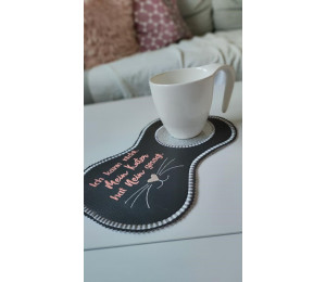 Stickdatei ITH - Mug Rug Spruch "Ich kann nicht. Meine Katze (mein Kater) hat nein gesagt."